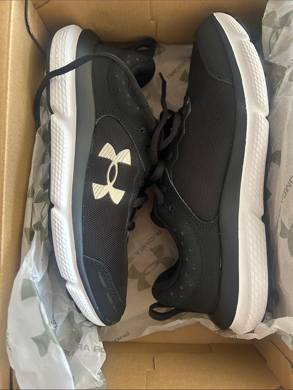 Under Armour Black and White Running Shoes